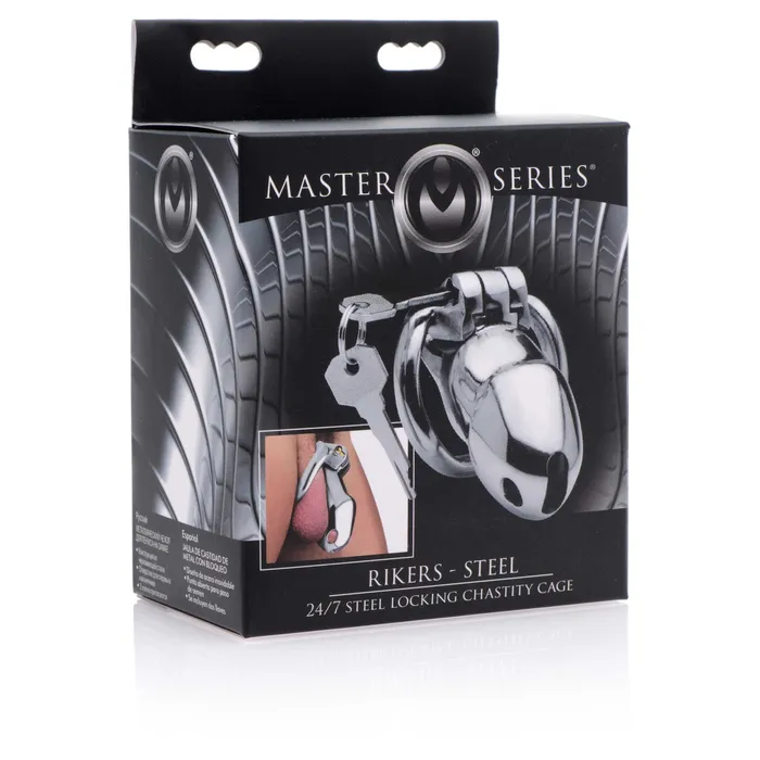 iloveexcitement Male Sex Toys Master Series Rikers 247 Stainless Steel Locking Chastity Cage